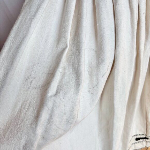 Vintage Romanian Homespun Linen Hemp Embroidered Traditional Folk Skirt - Picture 6 of 14